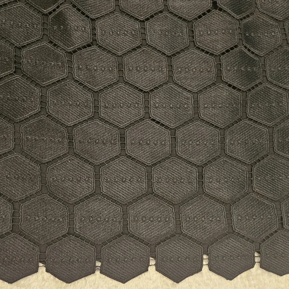 Anne Klein Black Hexagon Lace Long Sleeve Blouse Minimalist Business Casual Work - Picture 3 of 8